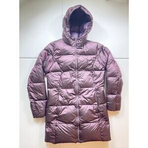 Eddie Bauer ParkaPuffer Jacket Womens M Purple Nylon EB550 Zip Long Sleeve